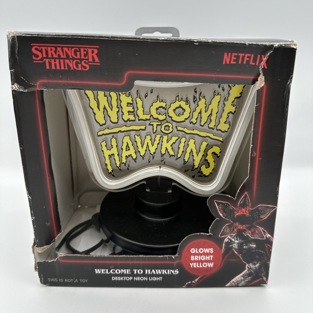 Stranger Things Welcome to Hawkins Neon Logo Desktop Light Open Box